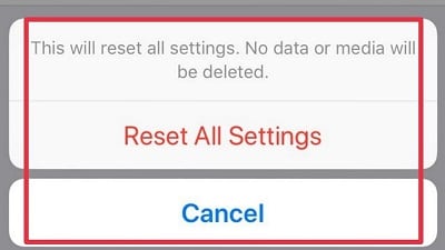 resetting device settings in iPhone