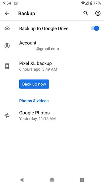 backup to google drive