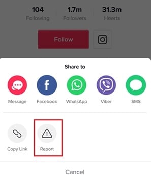 report tiktok account