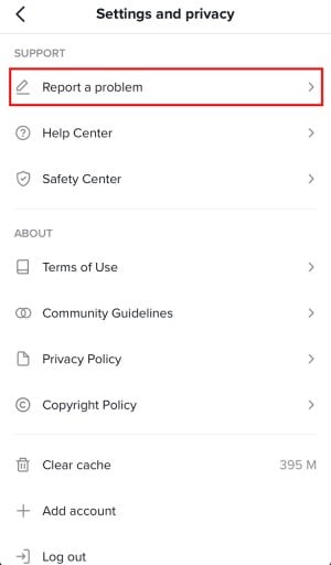 tiktok report a problem
