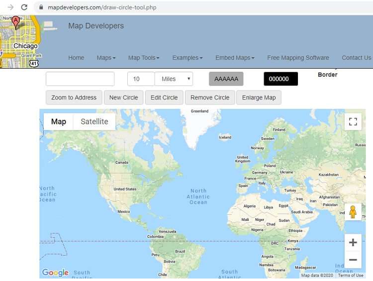 google maps distance radius 2