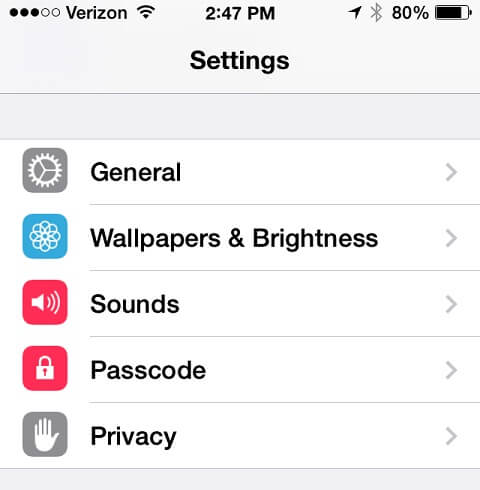 iphone settings