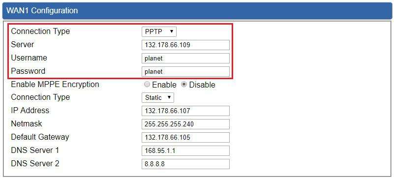 free pptp vpn connection