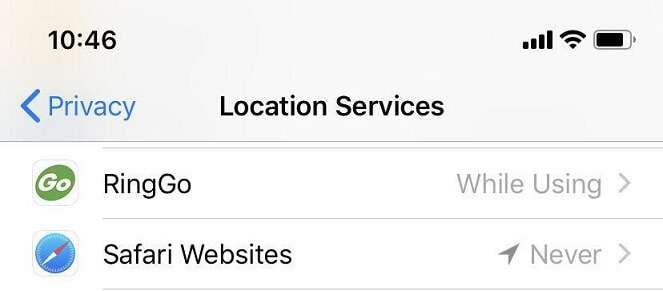 safari location services