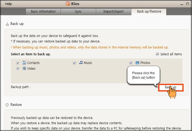 samsung kies backup