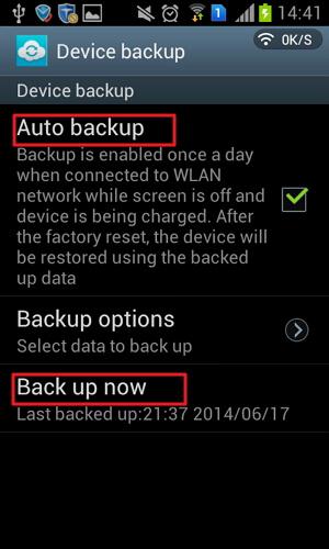 perform samsung account backup