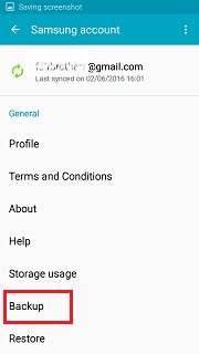 backup with samsung account