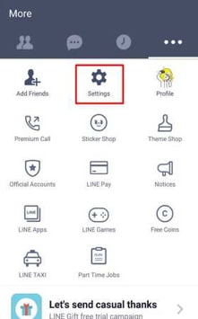 line app not working- click on “Settings”