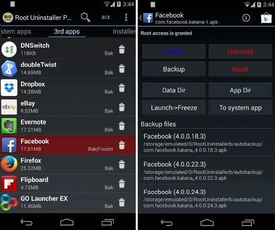 root uninstaller bewerken van derde partij apps