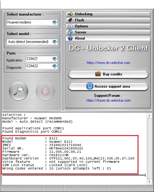 unlock huawei e303 with dc unlocker