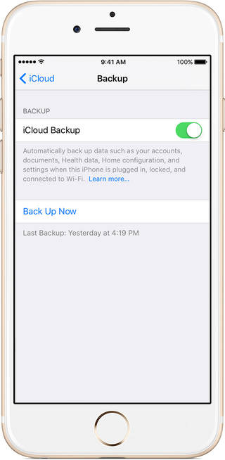 backup iPhone through iCloud