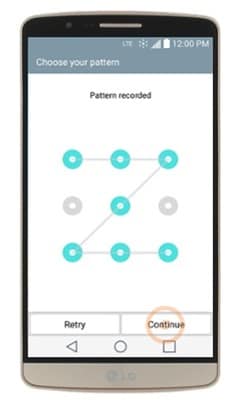 setup backup pin - pattern lock