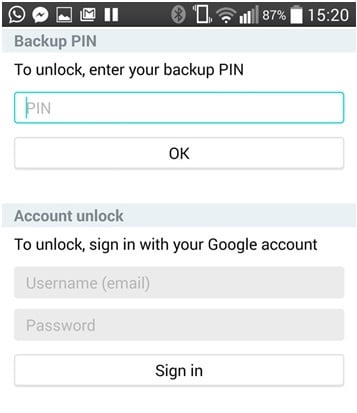 unlock lg phone - enter backup pin