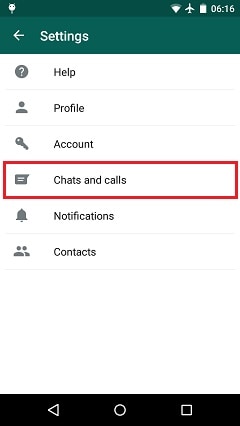 select chat and calls