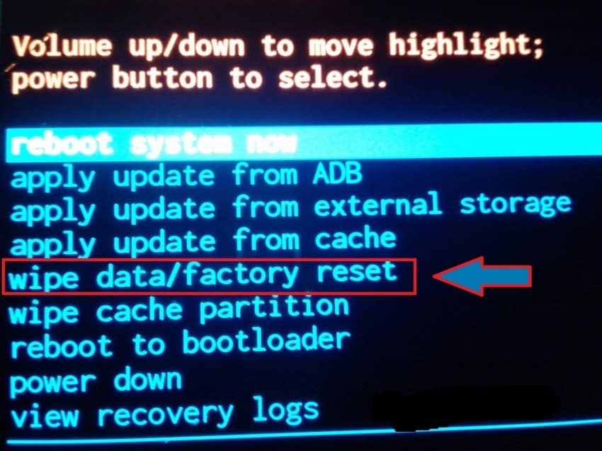 wipe data/factory reset