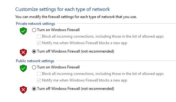 turn off firewall