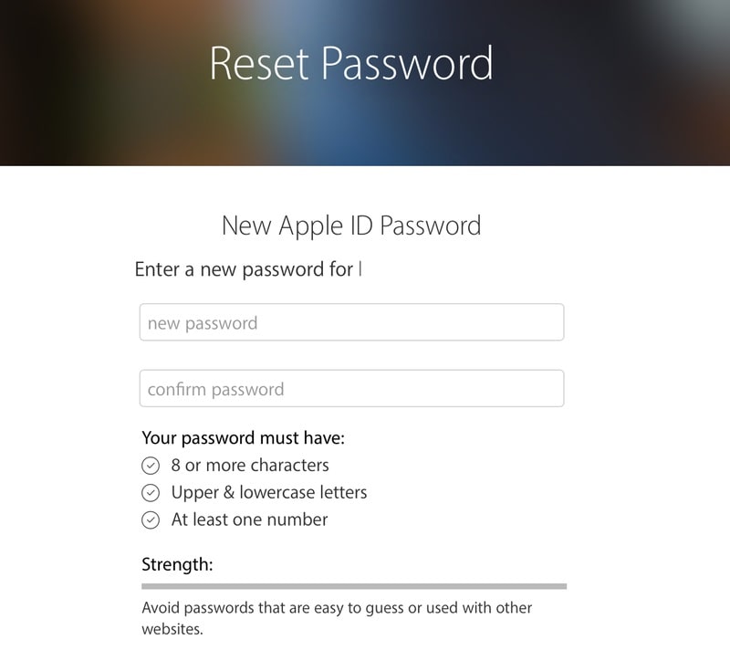 reset password