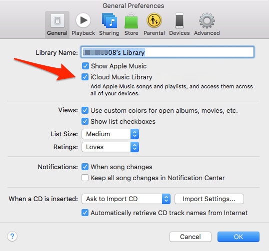 itunes general settings