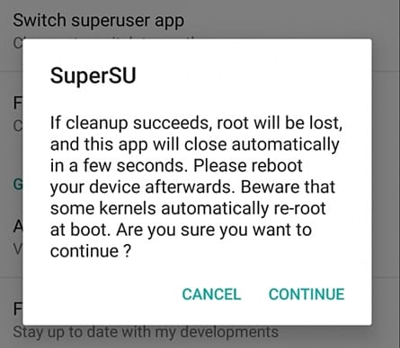 continue unroot