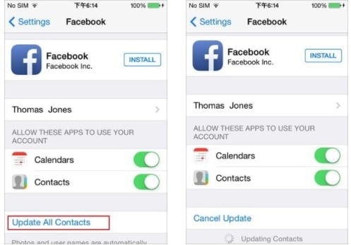 sync facebook contacts