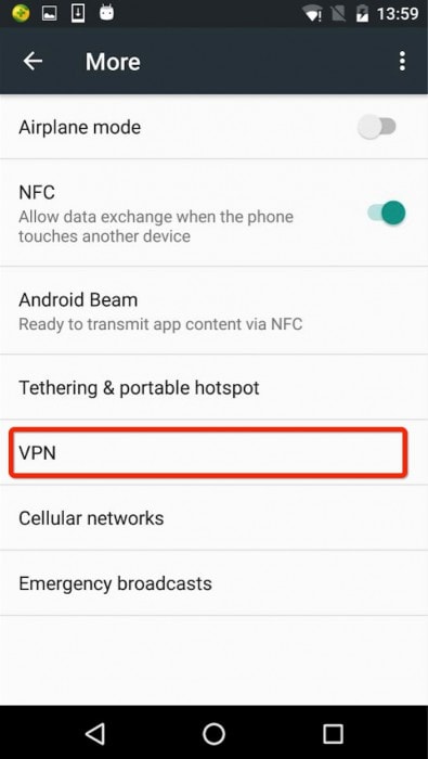 find “VPN”