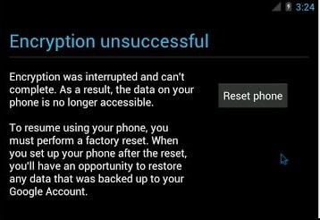 encryption unsuccessful