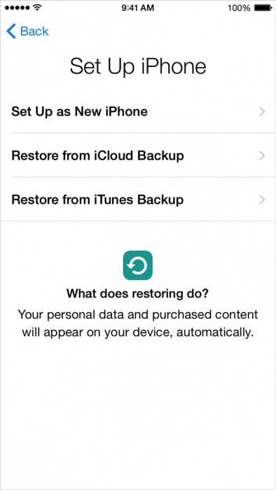 set up as new iphone