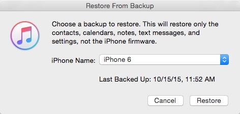 restore from itunes backup