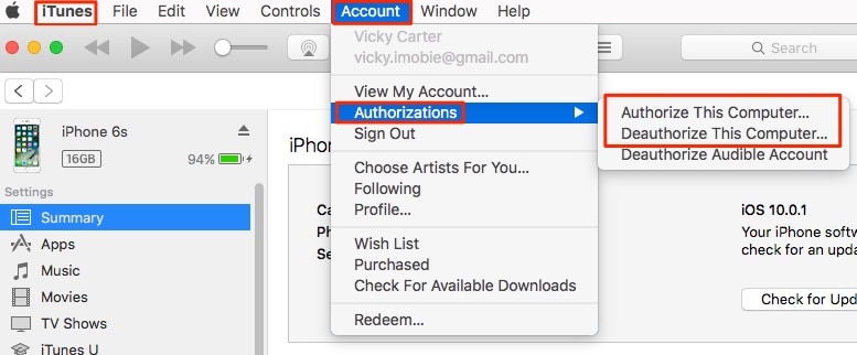 reauthorize computer to fix iphone music won't play