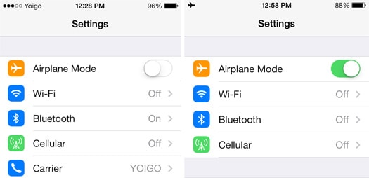 toggle airplane mode