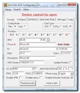 clone SIM card-write settings on Blank SIM Card