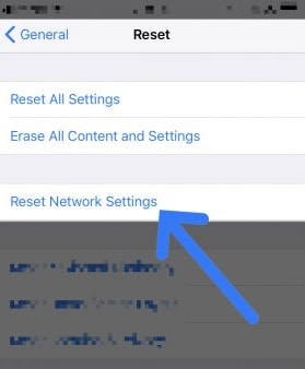 iphone reset network settings