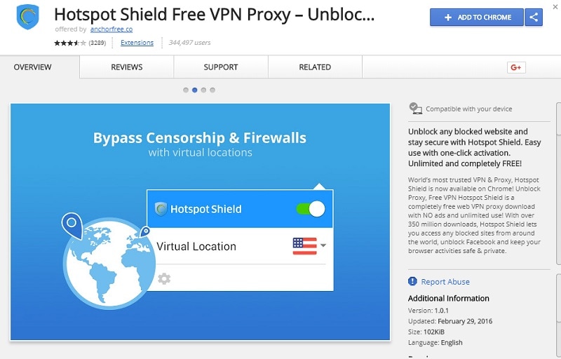 Hotspot Shield for chrome