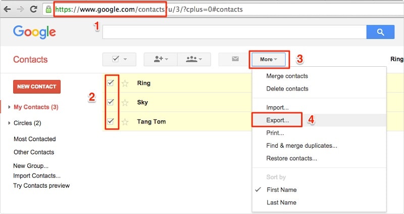 export contacts from gmail