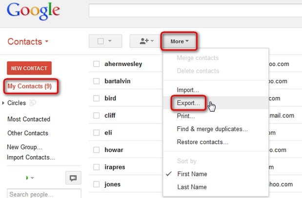 export google contacts