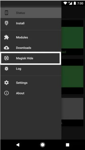 select the hide-root option