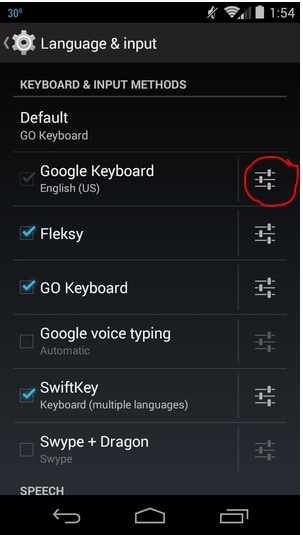 change android keyboard