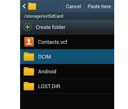 select dcim folder