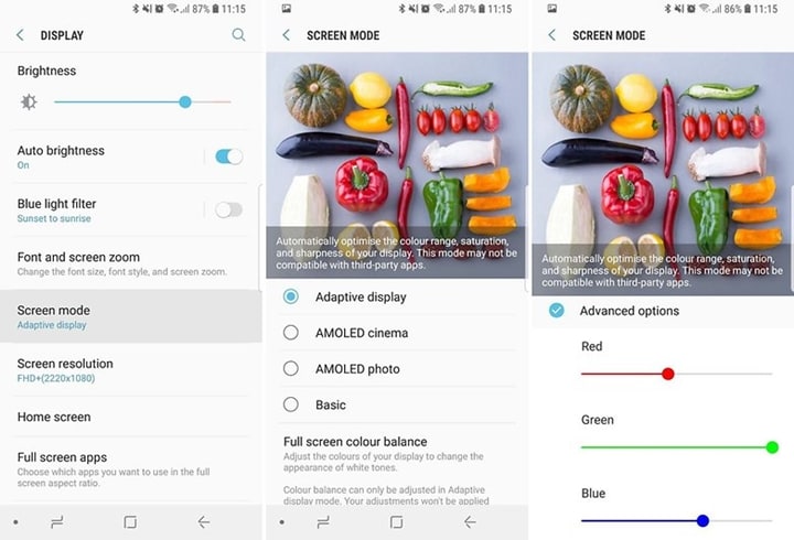 samsung s9 tips - customize screen color balance