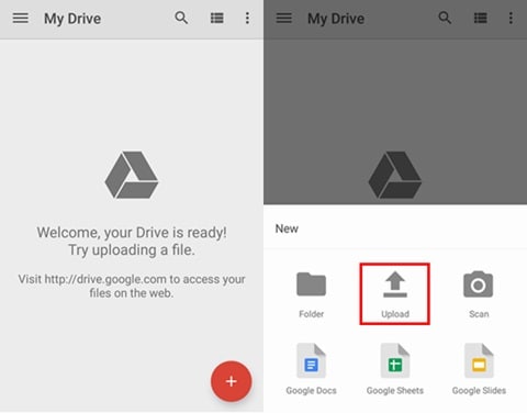 how to transfer photos from android to pc-select the “Upload” button