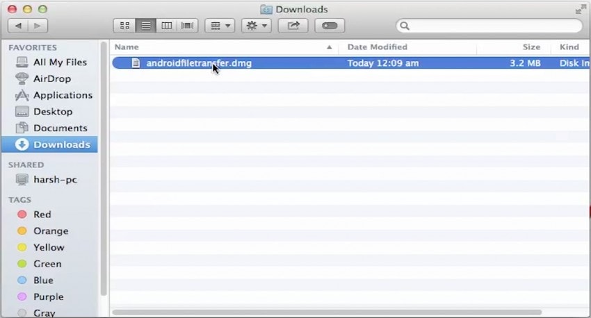 mobile to pc file transfer-open the androidfiletransfer.dmg