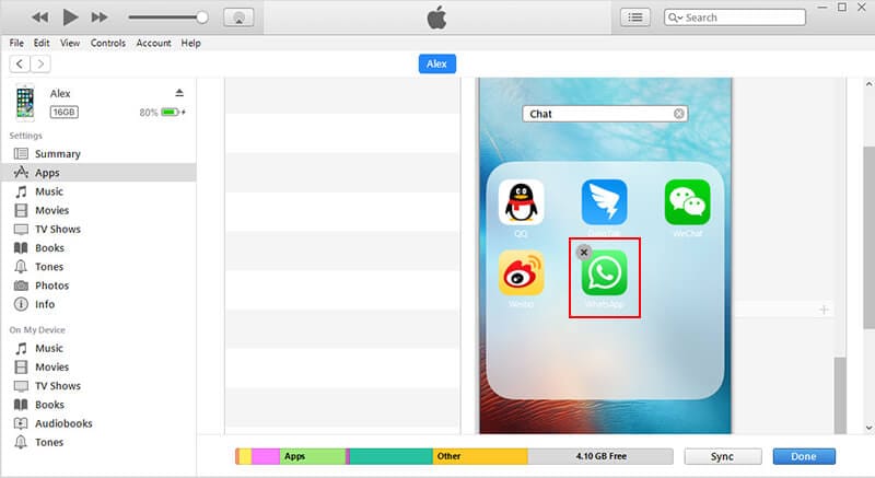 delete whatsapp account using itunes