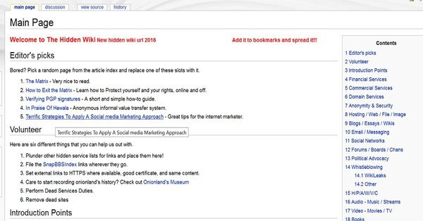 black internet - hidden wiki