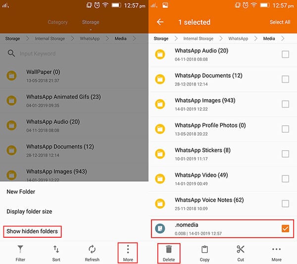whatsapp image folder - delete nomedia file