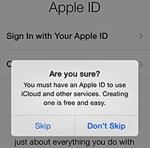 skip icloud settings process