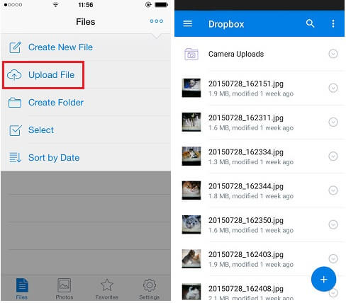 transfer photos from samsung to iphone using dropbox