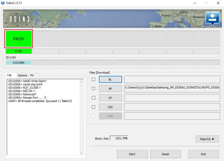 flashing samsung with odin - step 5