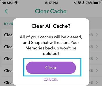 wipe cahce of snapchat crashing - step 5