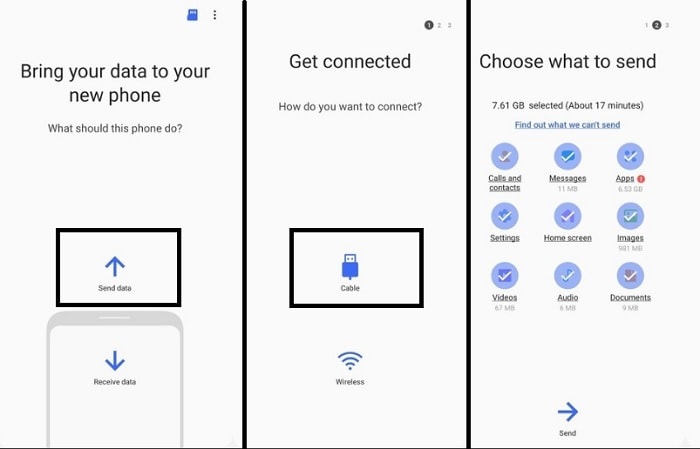 transfer data from pixel to samsung S20 1