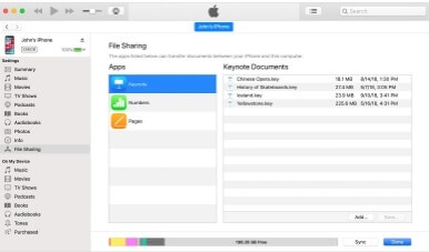 transfer excel using iTunes